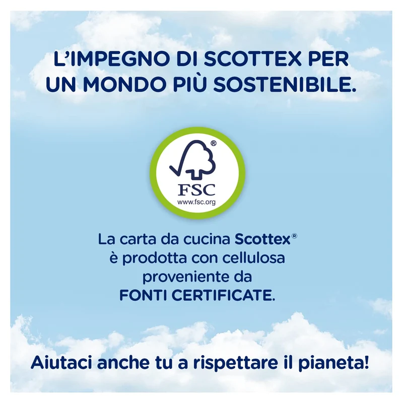 Scottex Casa Family, Carta Da Cucina, Morbida e Resistente, Ultra assorbente, Con Carta certificata FSC, 32 Rotoli