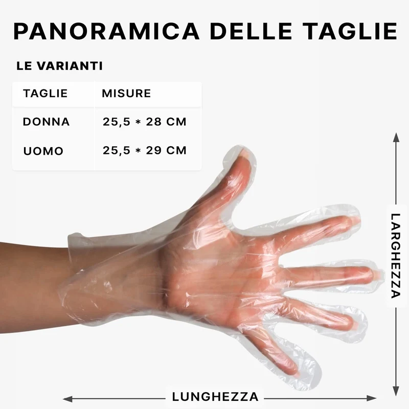 ARNOMED Guanti monouso in PE da marito, 100 pezzi guanti usa e getta per box, guanti plastica domestici per alimenti, guanti trasparenti monouso protettivi per tinte capelli, guanti sottili