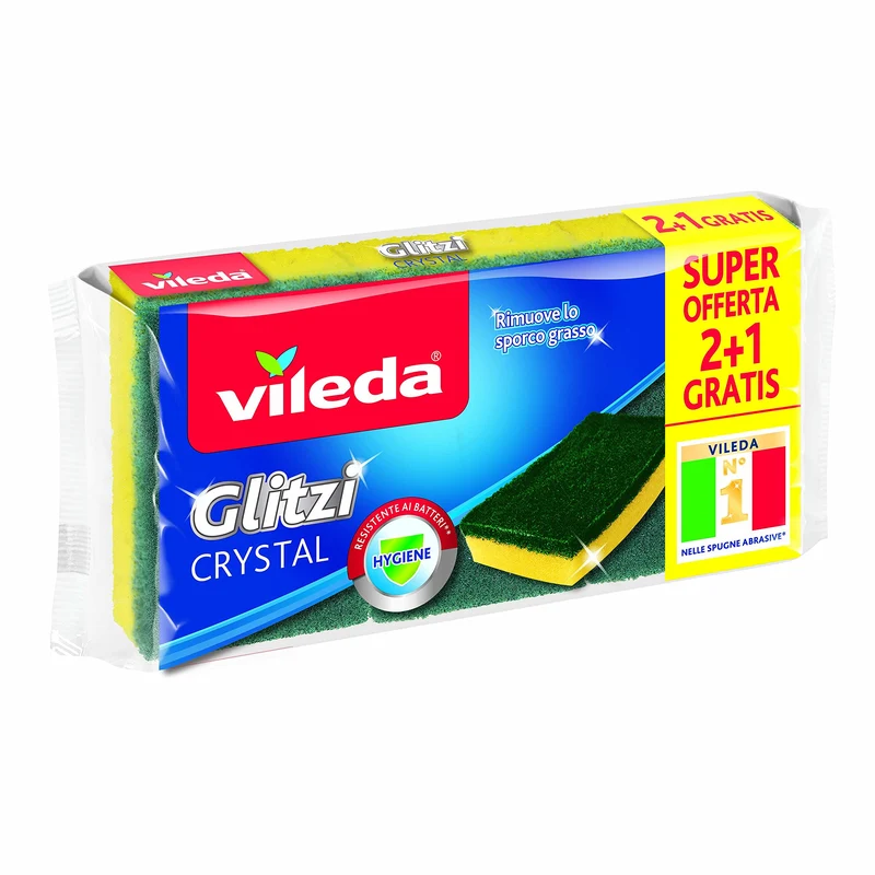 Vileda Glitzi Crystal Spugna da Cucina - Confezione da 3 pezzi x 6 confezioni