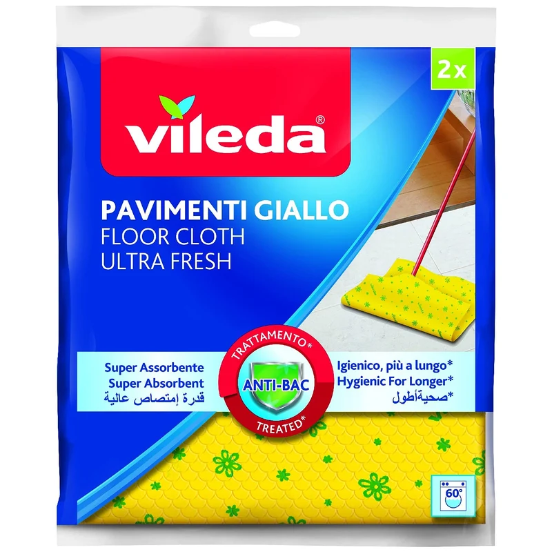 Vileda - Panno Pavimenti, Giallo, Microfibra - 2 pezzi