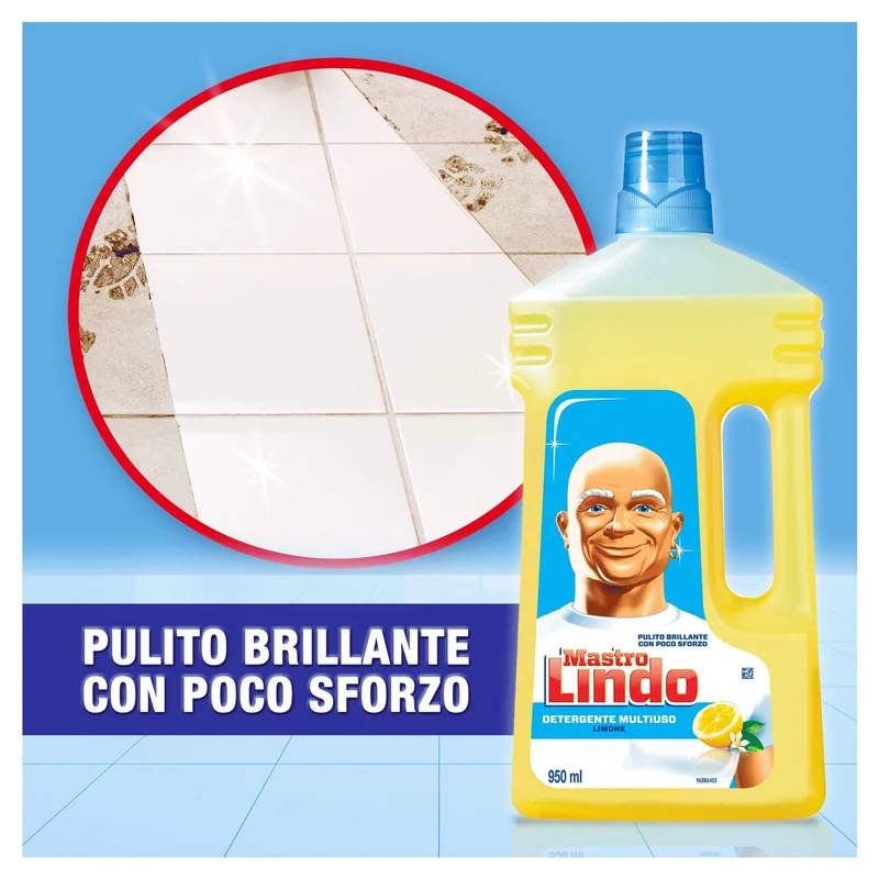 Mastro Lindo Detersivo Pavimenti Limone, Maxi Formato 6 Pezzi da 950 Ml, 5.7 L