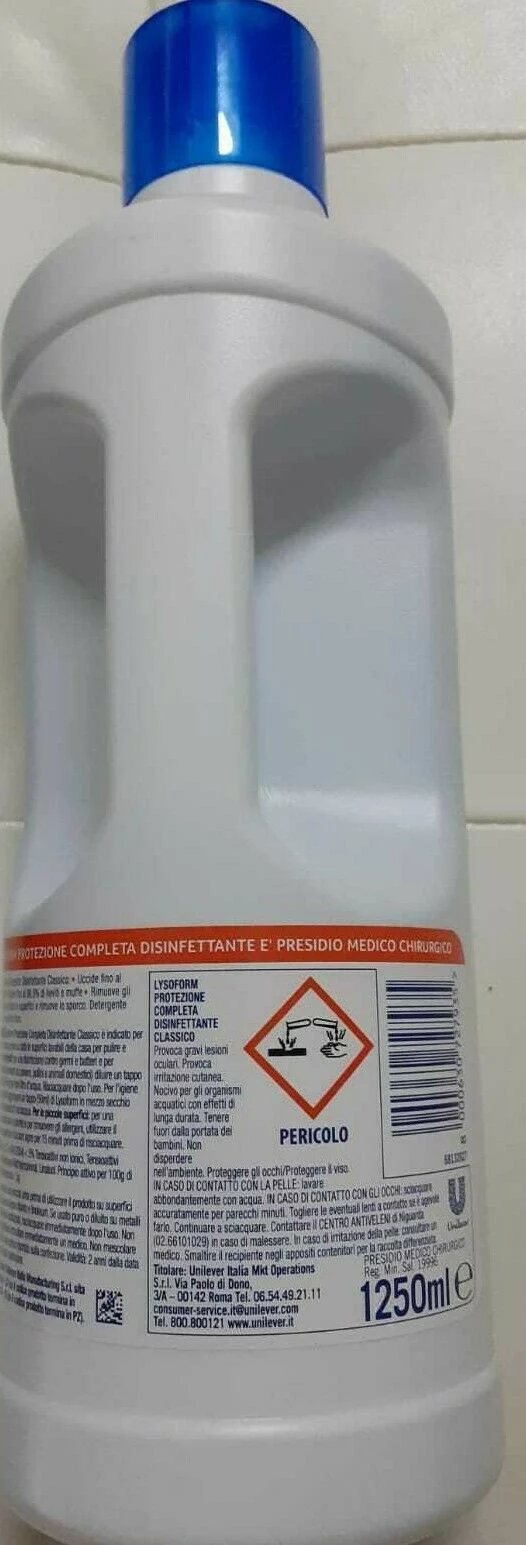 Lysoform Disinfettante Casa lt 1,250 -CLASSICO uccide 100 x 100 batteri X10 BOTT