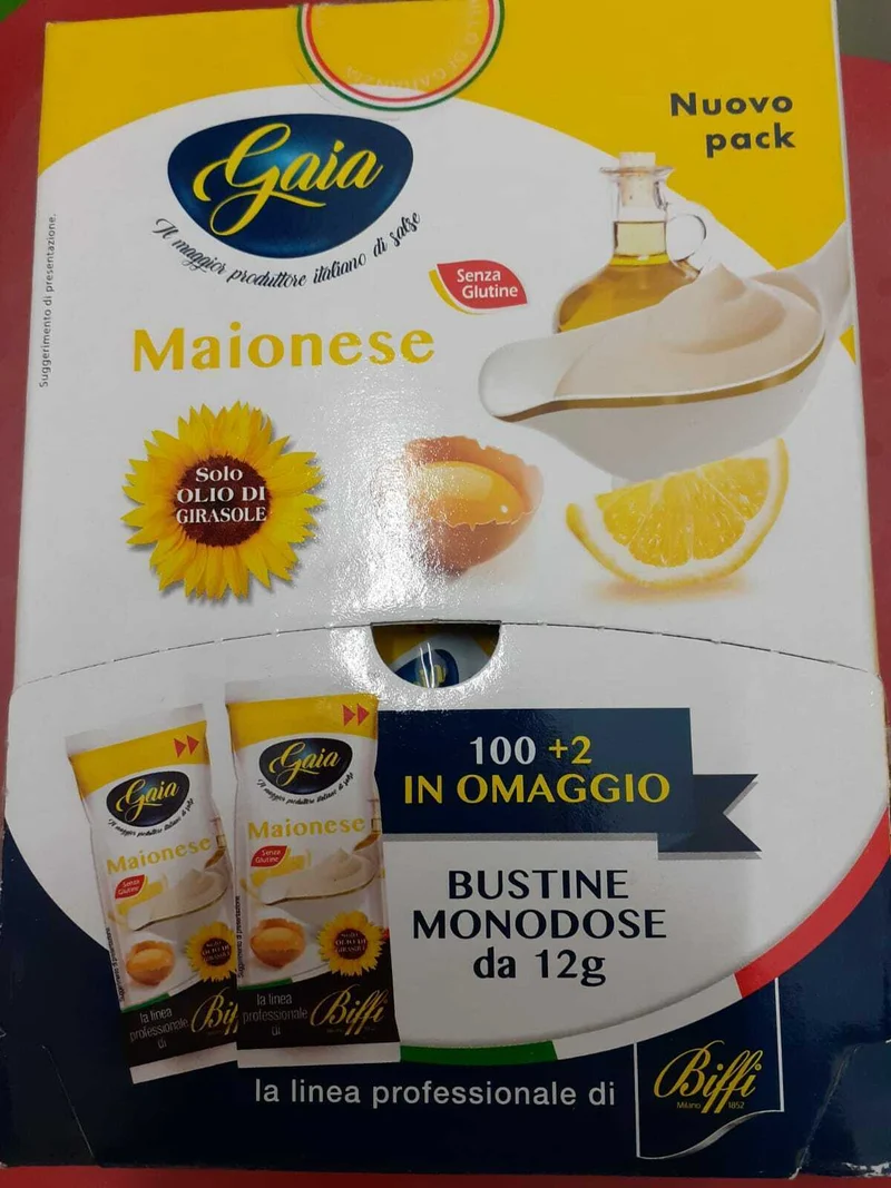204 BUSTINE DI KETCHUP E MAIONESE IN MONOD. DA 12 GR MONO PORZ. GAIA NO GLUTINE