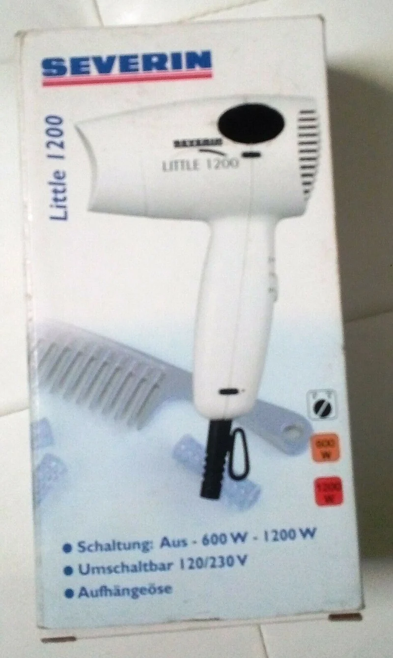 Asciugacapelli Phon da viaggio SEVERIN little 1200 W 110/220 Volt ( nuova )