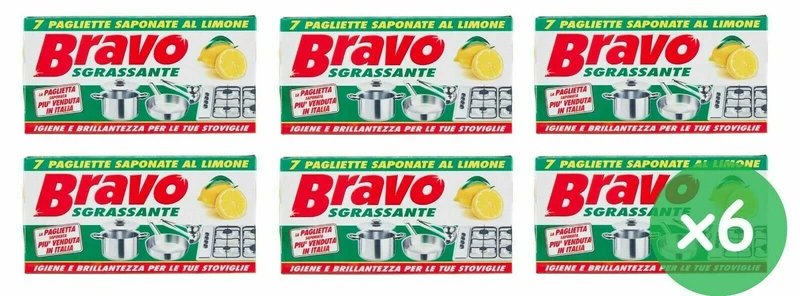 42 PAGLIETTE SAPONATE AL LIMONE DETERGENTE PER STOVIGLIE SGRASSANTE BRAVO
