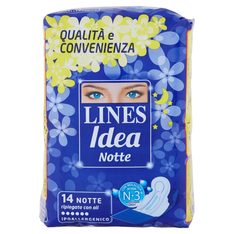 12 PACCHI LINES IDEA NOTTE RIPIEGATO CON ALI IPOALLERGENICO X 14