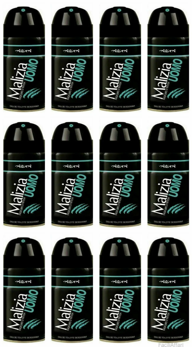 12 X MALIZIA DEO SPRAY UOMO ACQUA deodorante corpo offerta ml 150