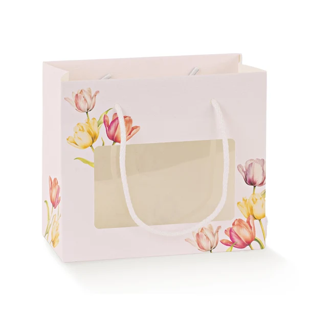 Borsina Shopperbox con Finestra e Cordini Tulip 160 x 80 x 140 mm - 10 pezzi