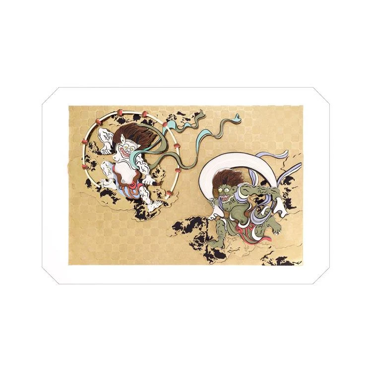 Paper Shadow Art Mini – Paravento pieghevole Fujin e Raijin di Sotatsu Tawaraya ENS-SA-C03