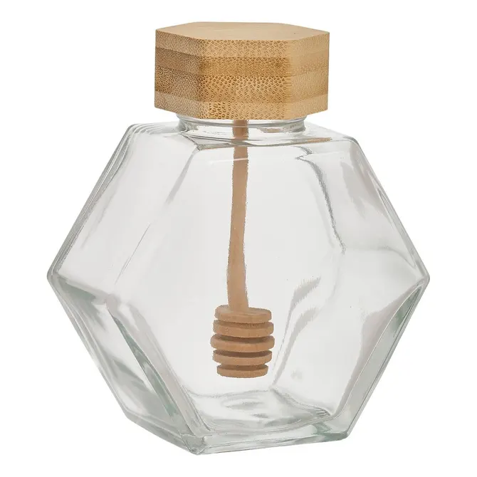 Vasetto Porta Miele in Vetro Trasparente 11,8 x 6 x 13,2 cm