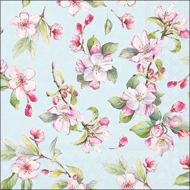 Tovaglioli in Carta FSC a 3 Veli 33 x 33 cm Spring Blossom Blue - 20 pezzi