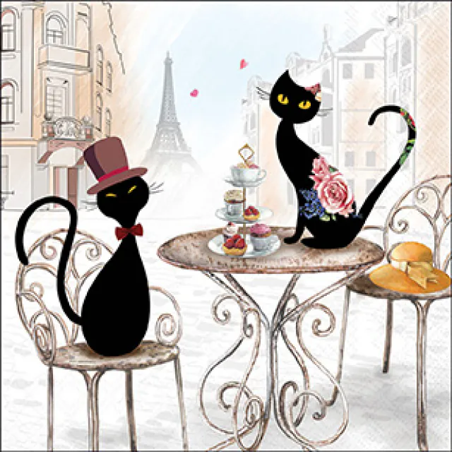Tovaglioli in Carta FSC a 3 Veli 33 x 33 cm Cats in Paris - 20 pezzi