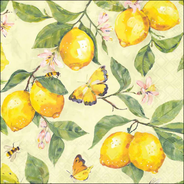 Tovaglioli in Carta FSC a 3 Veli 33 x 33 cm Fresh Lemons Yellow - 20 pezzi
