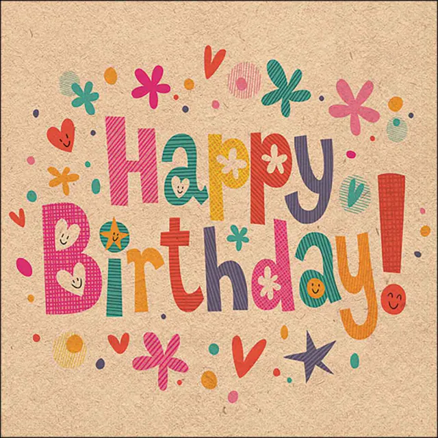Tovaglioli in Carta Riciclata FSC a 3 Veli 33 x 33 cm Birthday Wishes Nature - 20 pezzi