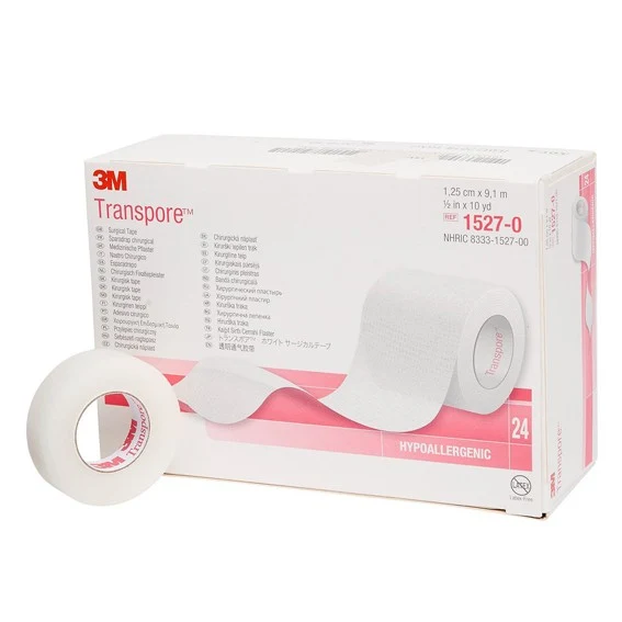 Cerotto in plastica microtraforata 3M TRANSPORE cm 1,3 x mt. 9,14 -1527-0 (conf. 24 pz.)