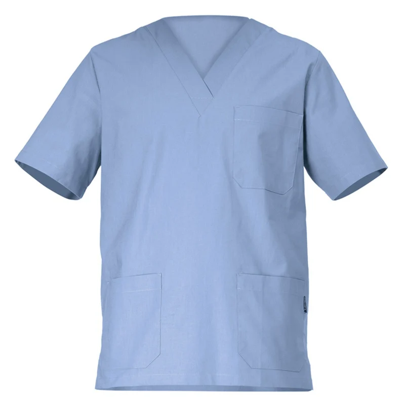 Casacca in cotone 100% PIERO - Azzurra con scollo a V (Unisex)