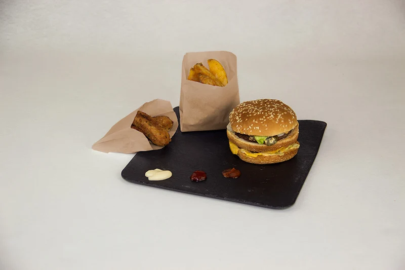 Bolsa Antigrasa Kraft para Patatas/Empanadas/Fritos 12+6x20cm