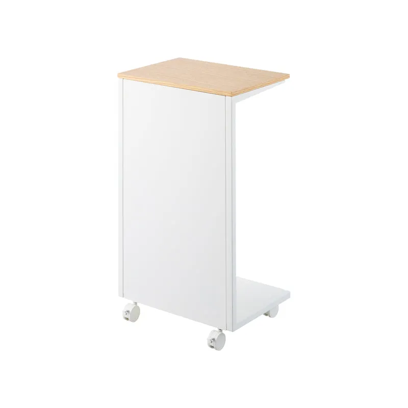 Semi-Closed Wood-Top Side Table with Casters