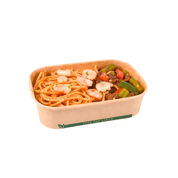 Envase Microondable Rectangular Kraft 500 ml- 16oz