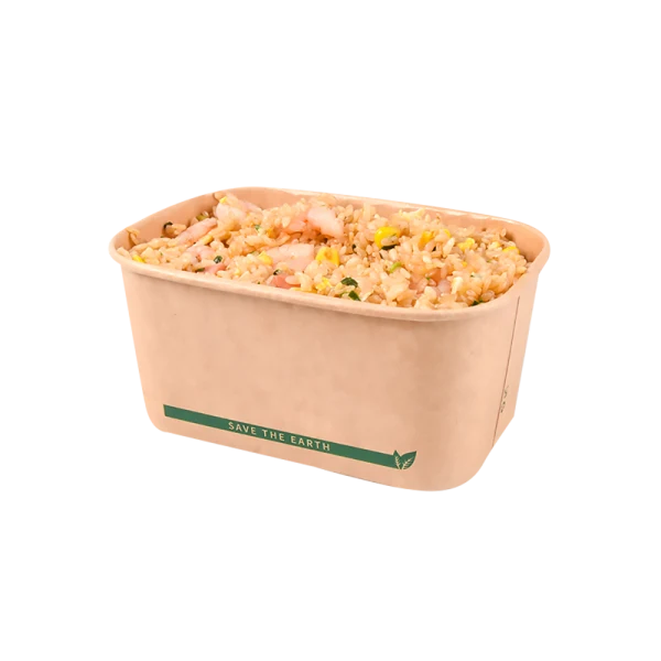 Envase Microondable Rectangular Kraft 1000 ml- 32oz