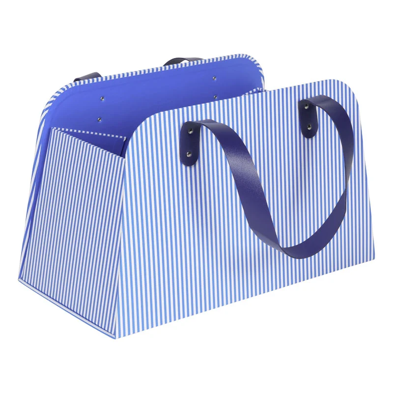 Borsa in Carta a Righe Blu e Bianco 38 x 20 x 23 cm