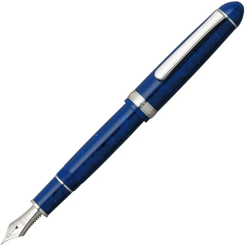 Penna stilografica in platino n. 3776 in celluloide Midnight Ocean Bold PTB-35000S n. 50-4