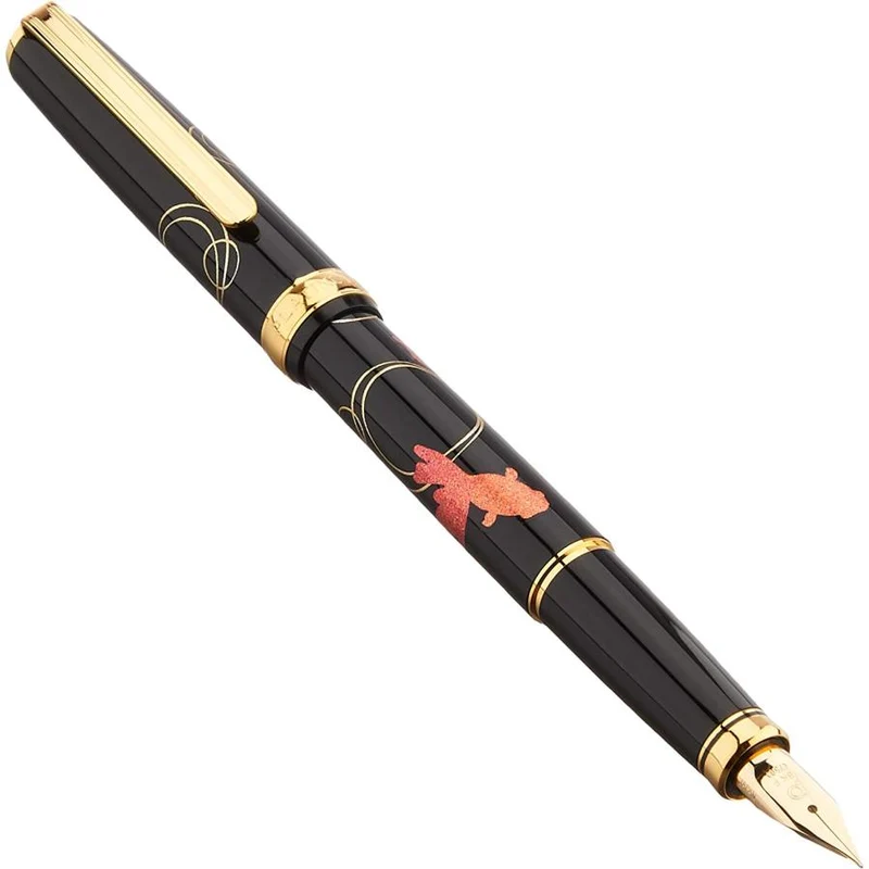 Penna stilografica in platino Bikou Modern Maki-e Goldfish Fine Point PTL-20000H#24-2