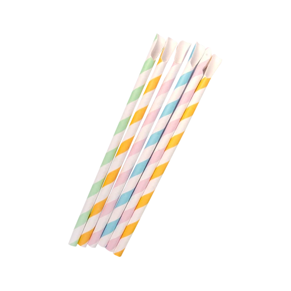 Pajitas Cartón Colores con Cuchara 8mm x 20cm (Gruesas) (5000 unid/caja) (exclusivo online)