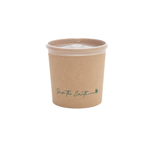 Envase redondo 12 oz Kraft 350 ml con tapa PP (Combo)