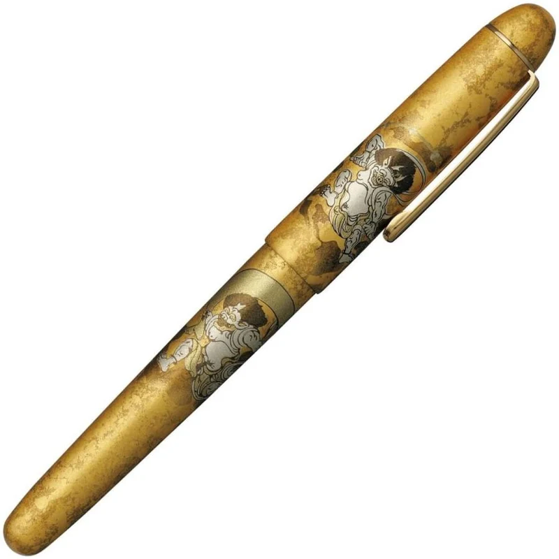 Penna stilografica in platino Century Kanazawa Foil Fujin Raijin Bold PNB-35000H#3-4