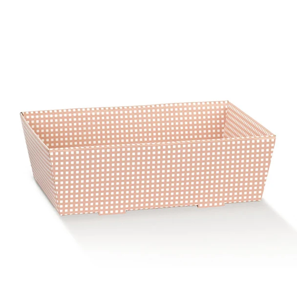 Vassoio Conico a Quadretti Rosa Pesca 290 x 210 x 90 mm