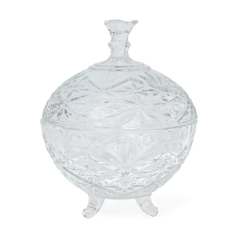 Vaso Athena in Vetro Trasparente con Piedini 15 x 19 cm
