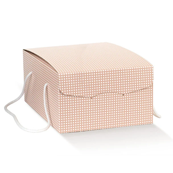 Scatola Segreto con Cordini a Quadretti Rosa Pesca 335 x 235 x 140 - 2 pezzi