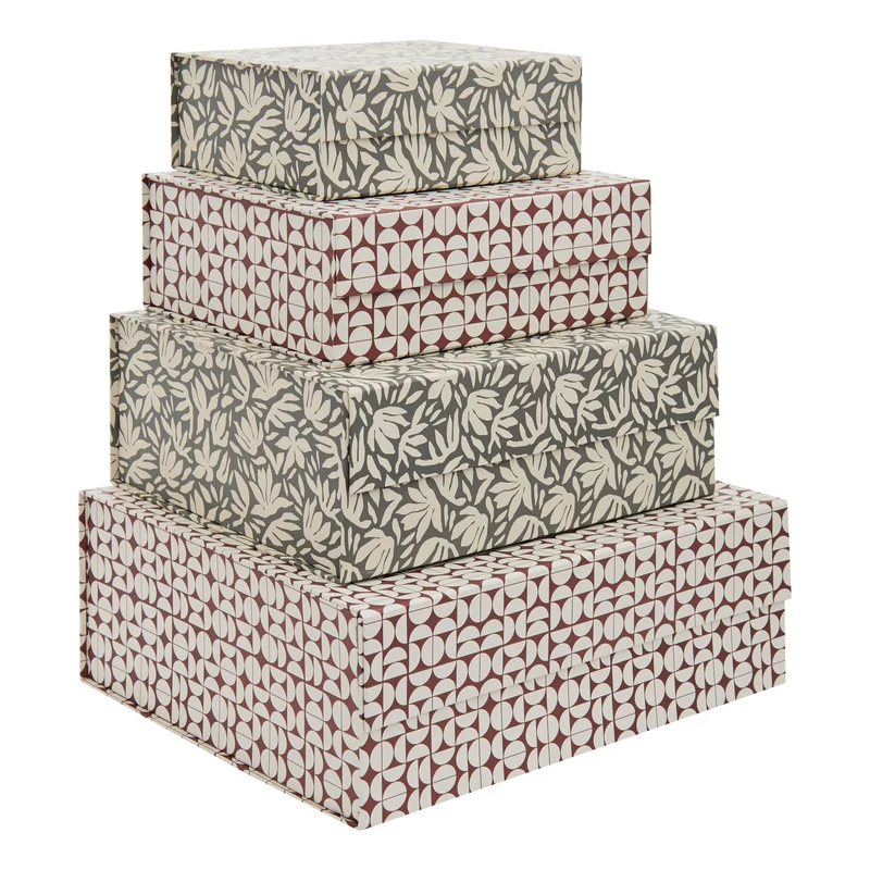 Scatola Magnetica Florea in Carta Rosa e Panna 30 x 25 x 10 cm