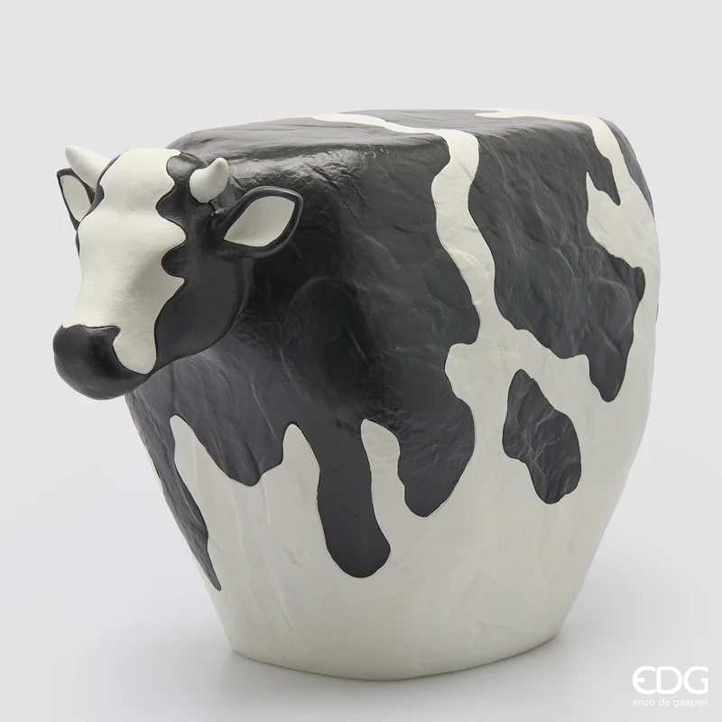 Pouf Mucca EDG Bianco e Nero 45 x 71 x 33 cm