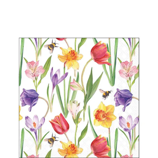 Tovaglioli in Carta FSC a 3 Veli 25 x 25 cm Flowers in Spring - 20 pezzi