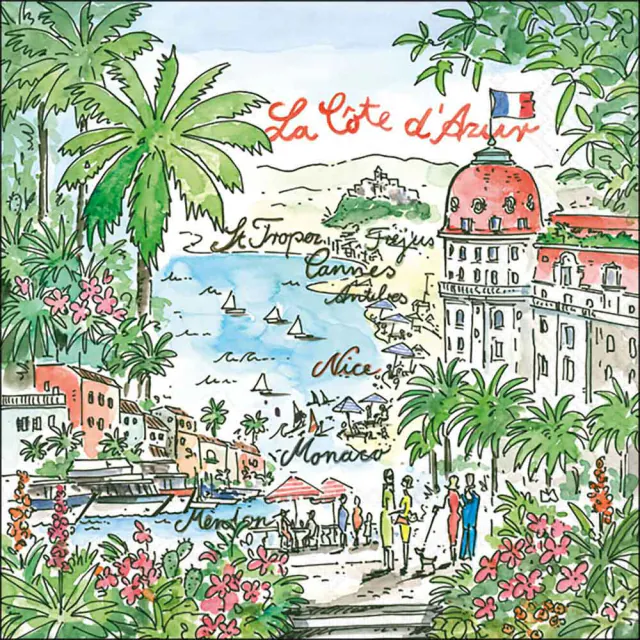 Tovaglioli in Carta FSC a 3 Veli 33 x 33 cm Côte D'Azur - 20 pezzi