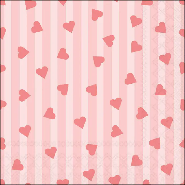 Tovaglioli in Carta FSC a 3 Veli 33 x 33 cm Sprinkled Hearts Pink - 20 pezzi