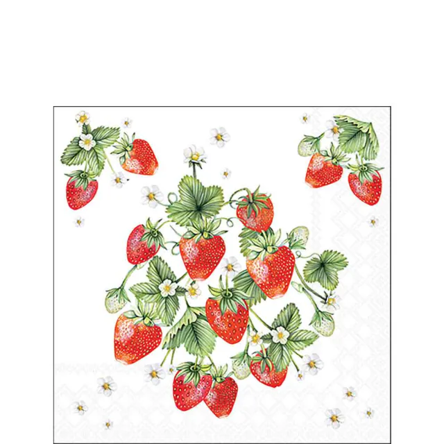 Tovaglioli in Carta FSC a 3 Veli 25 x 25 cm Bunch of Strawberries - 20 pezzi
