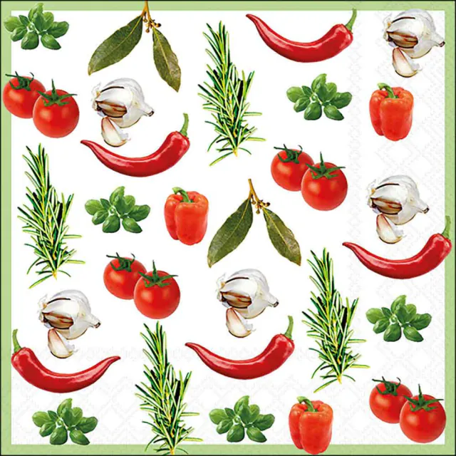 Tovaglioli in Carta FSC a 3 Veli 33 x 33 cm Italian Vegetables - 20 pezzi