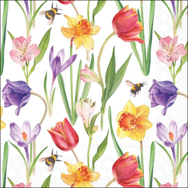 Tovaglioli in Carta FSC a 3 Veli 33 x 33 cm Flowers in Spring - 20 pezzi