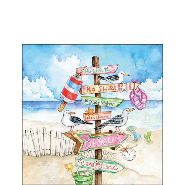 Tovaglioli in Carta FSC a 3 Veli 25 x 25 cm Seaside Signs - 20 pezzi