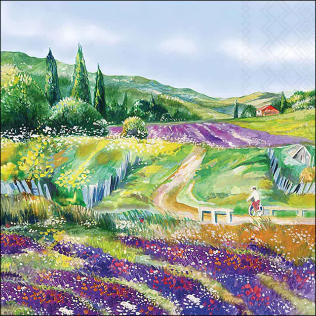 Tovaglioli in Carta FSC a 3 Veli 33 x 33 cm Lavender Landscape - 20 pezzi