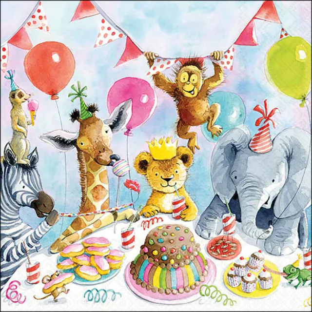 Tovaglioli in Carta FSC a 3 Veli 33 x 33 cm Party Animals - 20 pezzi