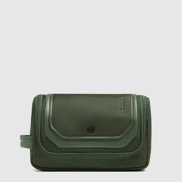 Beauty Case Piquadro Lyss in Tessuto Riciclato e Pelle Verde