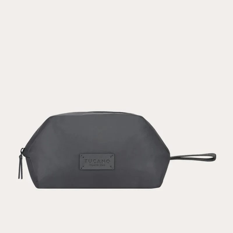 Beauty Case Tucano Fold in Nylon Riciclato e Pelle Nero