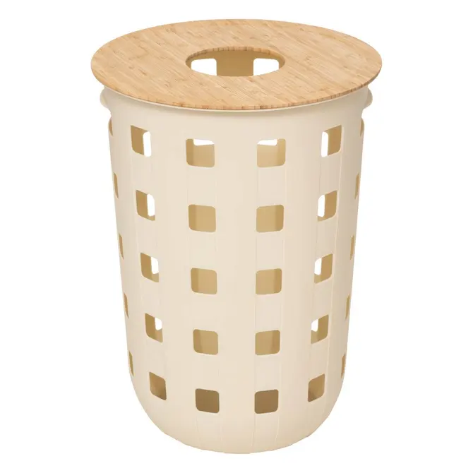 Cesto per Biancheria Harmony Avorio con Coperchio Forato 60 lt