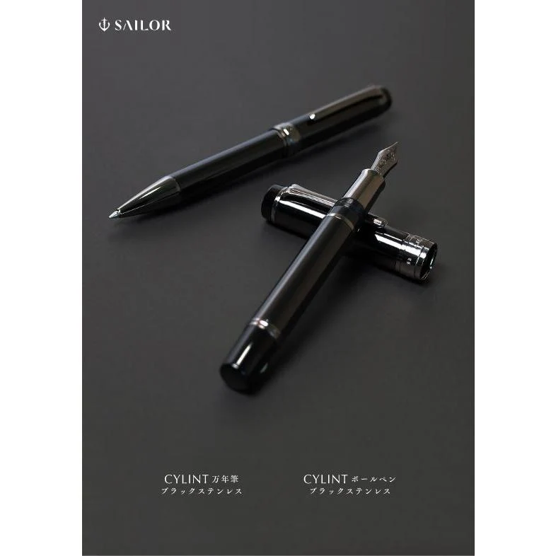 Penna stilografica Sailor CYLINT in acciaio inossidabile nero con punta fine 10-5070-220