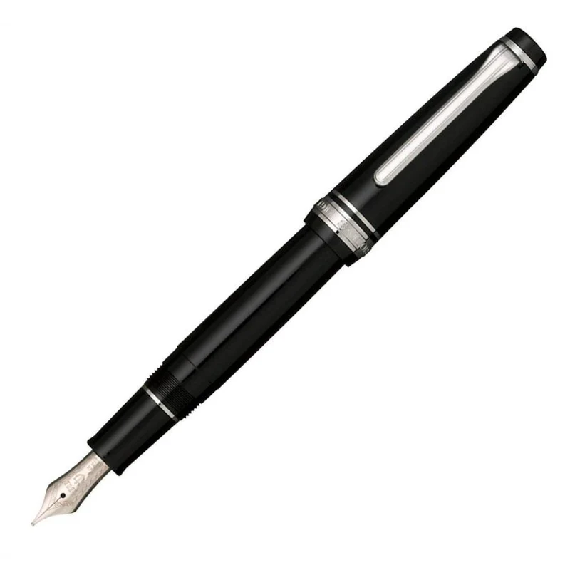 Penna stilografica Sailor Professional Gear Slim Silver Black Punta Media 11-1222-420