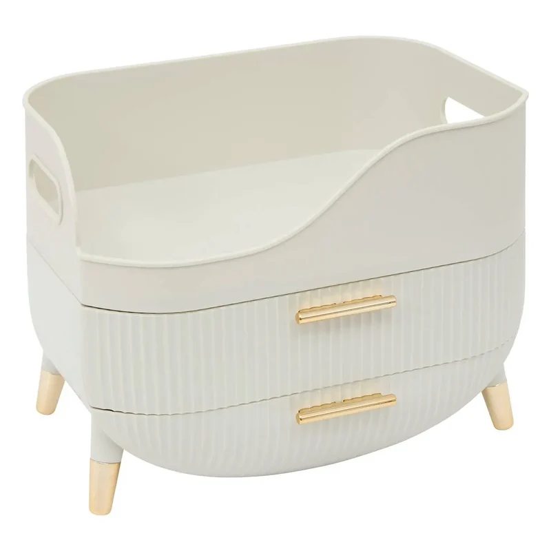 Organizer per Bagno Alba con Cassettini Beige 26 x 18,5 x 19,5 cm